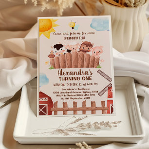 Invitation Cute Farm Animals Barnyard 1er Anniversaire Invita