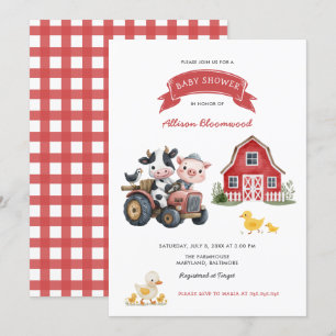 Invitation Cute Farm Animaux Baby shower agricole