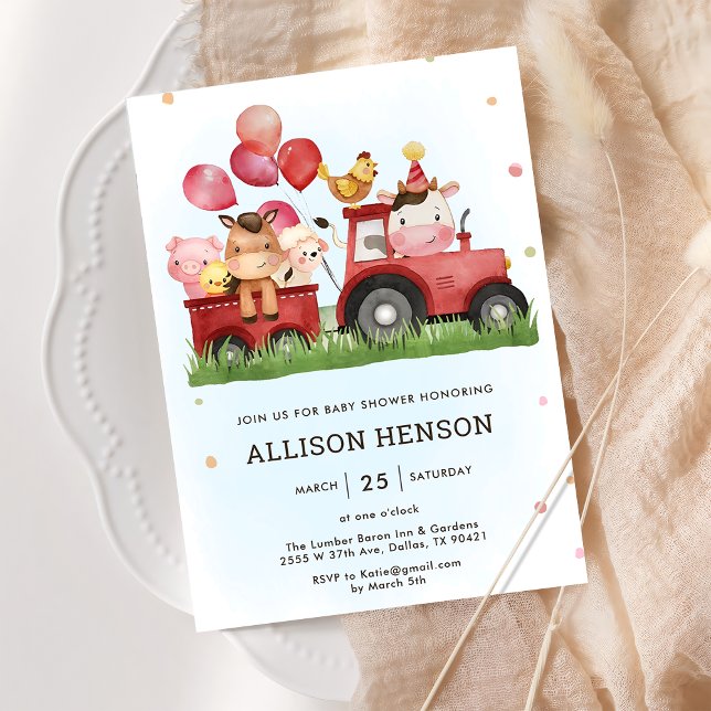 Invitation Cute Farm Animaux Barnyard Baby shower Party (Créateur téléchargé)