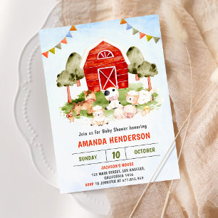 Invitation Cute Farm Animaux Barnyard Baby shower Party