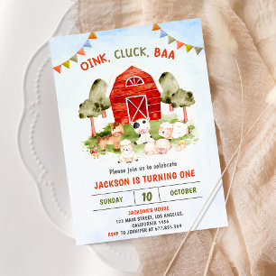 Invitation Cute Farm Animaux Barnyard fête d'anniversaire