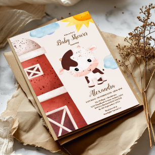 Invitation Cute Farm Animaux Verdure Garçon Grange Baby showe
