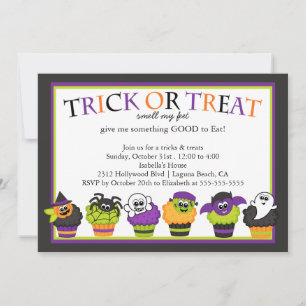 Invitation Cute fête des gâteaux d'Halloween pour les enfants