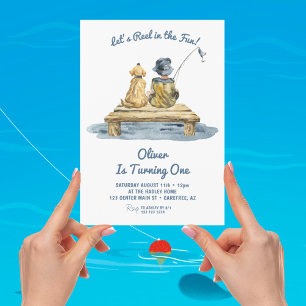 Invitation Cute Fishing Boy 1er anniversaire
