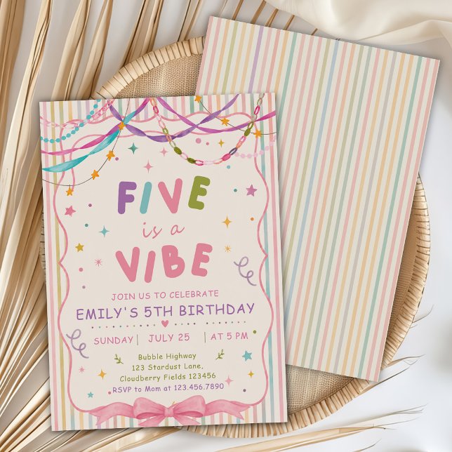 Invitation Cute Five Is A Vibe 5ème Anniversaire (Créateur téléchargé)