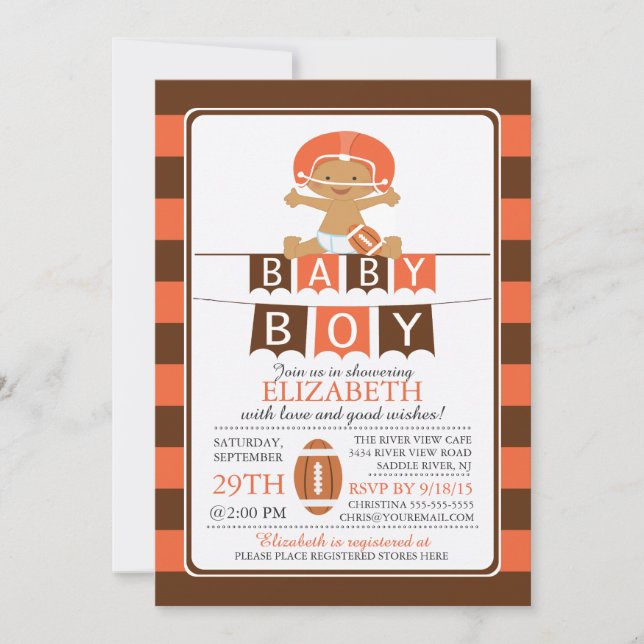 Invitation Cute Football Boy Baby Shower Invite (Devant)