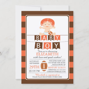 Invitation Cute Football Boy Baby Shower Invite
