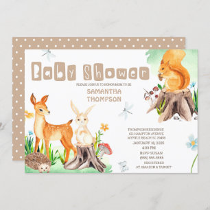 Invitation Cute Forest Animaux Baby shower Garçons