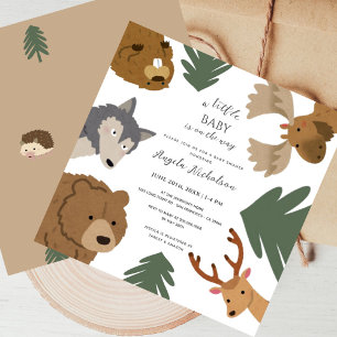 Invitation Cute Forest Friends Woodland Green Baby shower