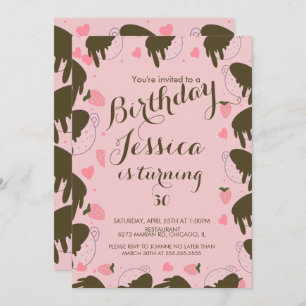 Invitation Cute fraise Chocolat Drithday