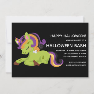 Invitation Cute Frankenstein Unicorn Halloween Party