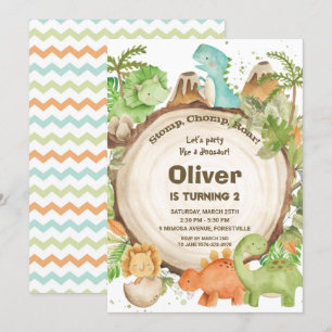 Invitation Cute Friendly Dinosaur Boys 1ère fête d'anniversai