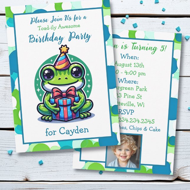 Invitation Cute Frog Theme Boy's Birthday Party (Créateur téléchargé)