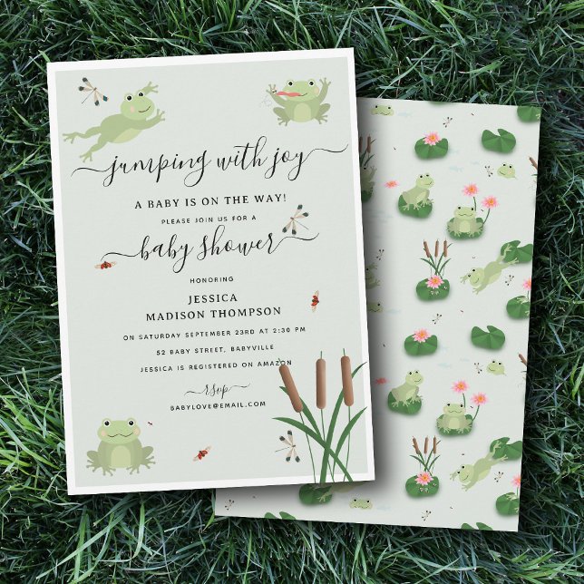 Invitation Cute Frogs Lily Pond Gender Neutral Baby Shower  (Cute Frogs Lily Pond Gender Neutral Baby Shower Invitation)