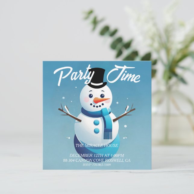 Invitation Cute Frosty L'Invitation Du Snowman (Debout devant)