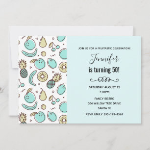 Invitation Cute Fruit Motif Summery Thème Anniversaire