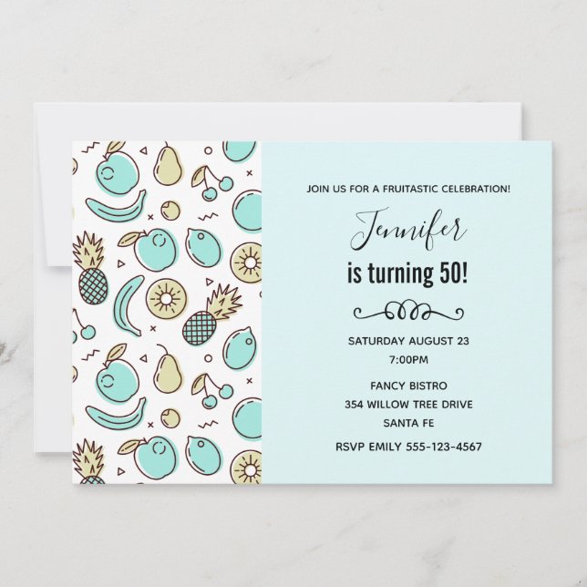 Invitation Cute Fruit Motif Summery Thème Anniversaire (Devant)