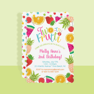 Invitation Cute Fruits à deux tti 2e anniversaire