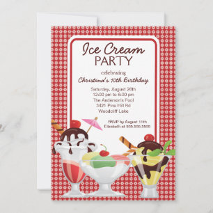 Invitation Cute Fun Glace Cream dimanche fête d'anniversaire