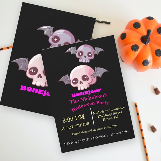 Invitation Cute Funny Bonjour Pun Halloween (Créateur téléchargé)
