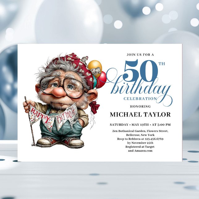 Invitation Cute Funny Man 50th Birthday Cartoon Humor Style  (Cute Funny Man 50th Birthday Cartoon Humor Style Invitation

)