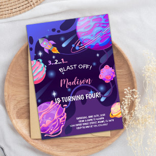 Invitation Cute Galaxy Thème pour les filles