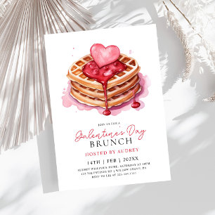 Invitation Cute gaufres Valentines Galentines Brunch