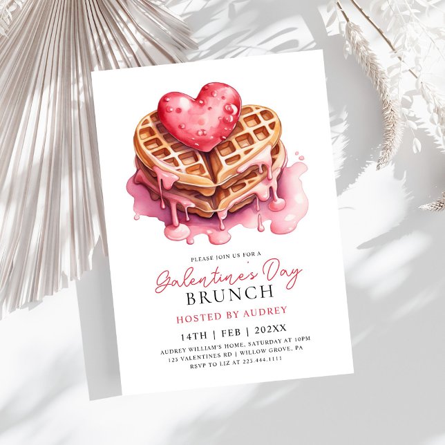 Invitation Cute gaufres Valentines Galentines Brunch (Créateur téléchargé)