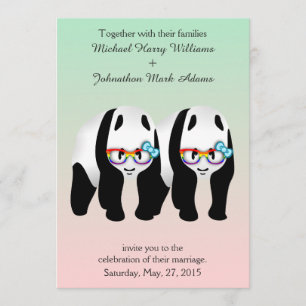 Invitation Cute Gay Pandas Arc-en-ciel porter lunettes Invita