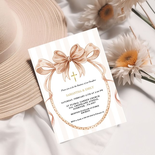 Invitation Cute Gender Neutral Coquette Baptism (Créateur téléchargé)