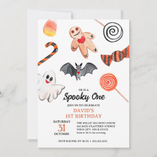 Invitation Cute Ghost Bat Sweets Halloween Anniversaire Éffra