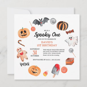 Invitation Cute Ghost Bat Sweets Halloween Anniversaire Éffra
