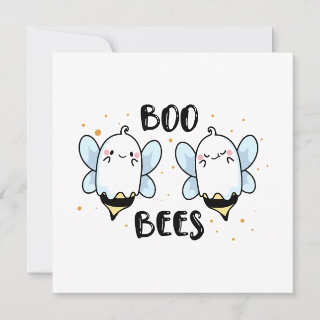 Invitation Cute Ghost Boo Bees - Funny Halloween sur blanc (Devant)
