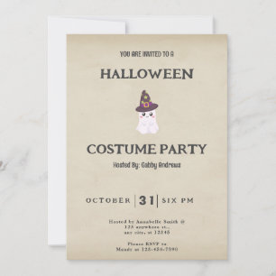 Invitation Cute Ghost dans les Wizards Casquette Halloween Vi