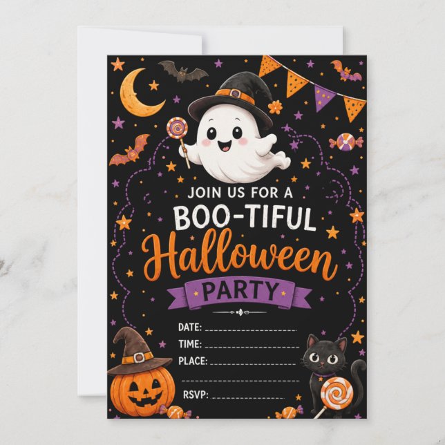 Invitation Cute Ghost Halloween (Devant)