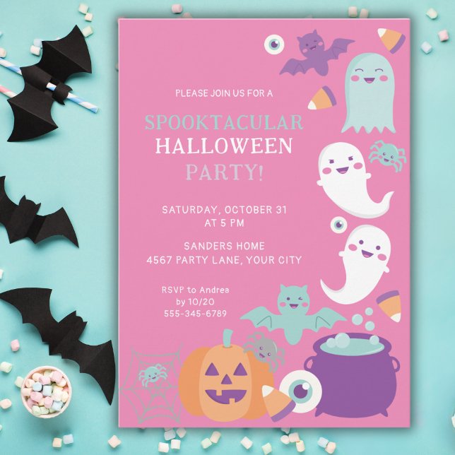 INVITATION CUTE GHOST HALLOWEEN PINK PARTY (Créateur téléchargé)