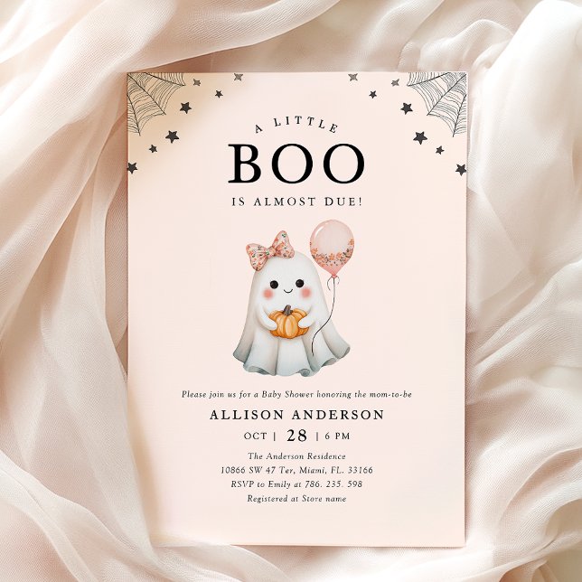 Invitation Cute Ghost Little Boo Baby shower d'Halloween (Créateur téléchargé)