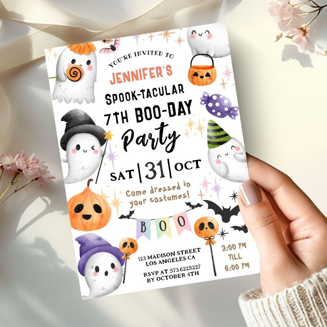 Invitation Cute Ghost Spooktacular Halloween 7e anniversaire (Créateur téléchargé)