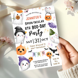 Invitation Cute Ghost Spooktacular Halloween 8e anniversaire
