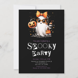 Invitation Cute Ghost Stars Moderne Minimaliste Halloween Par