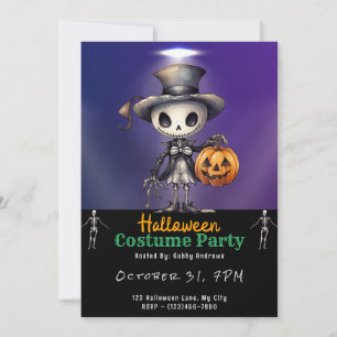 Invitation Cute Ghoul en haut Chapeau et Cravate Bow Hallowee