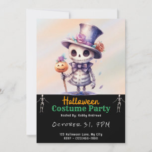Invitation Cute Ghoul en haut Chapeau et Cravate Bow Hallowee