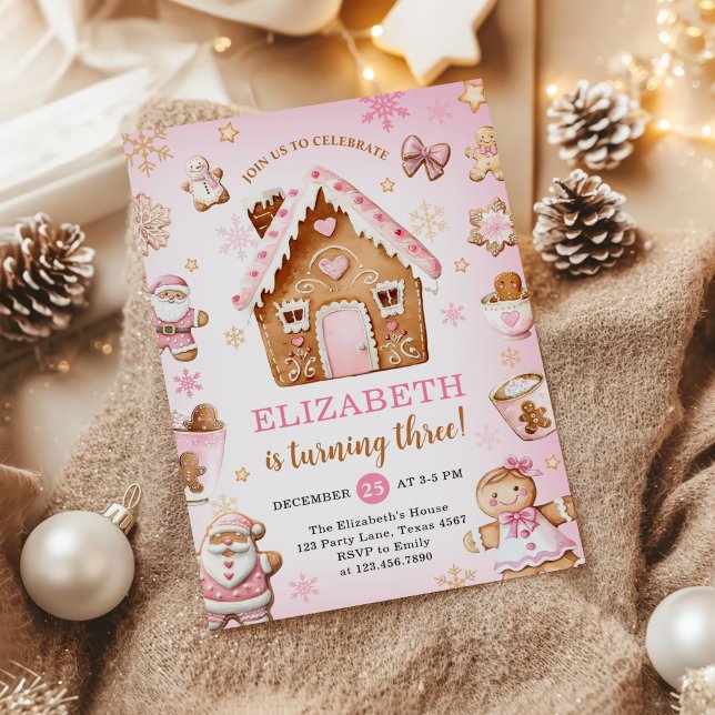 Invitation Cute Gingerbread House Girl Birthday Party (Créateur téléchargé)