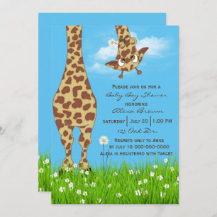 Invitation Cute Giraffe Baby Boy Douche