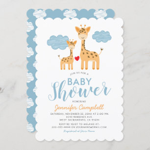 Invitation Cute Giraffe Mère et Baby shower enfant