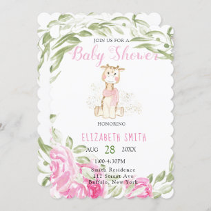 Invitation Cute Giraffe Parties scintillant or huile bébé fil