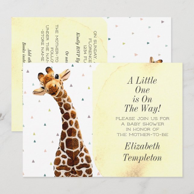 Invitation Cute Giraffe Safari Animal Plutôt Moderne (Devant / Derrière)