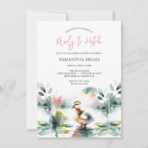 Invitation Cute Girl Baby shower de canard aquarelle