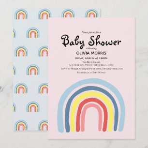 Invitation Cute Girl Boho Rainbow et nom Baby shower