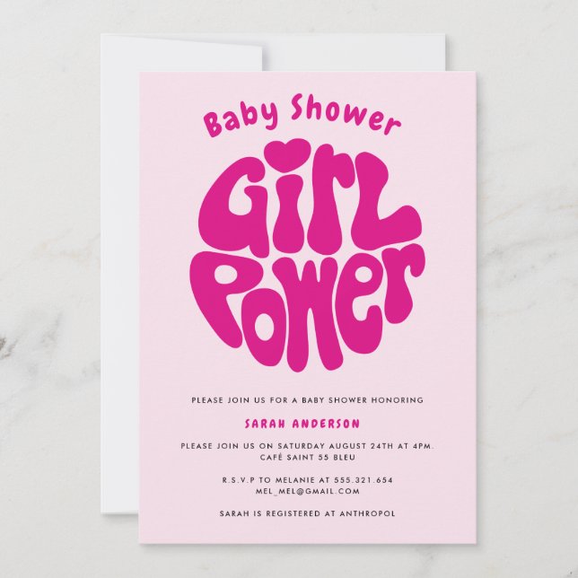 Invitation Cute Girl Power with Heart (Devant)